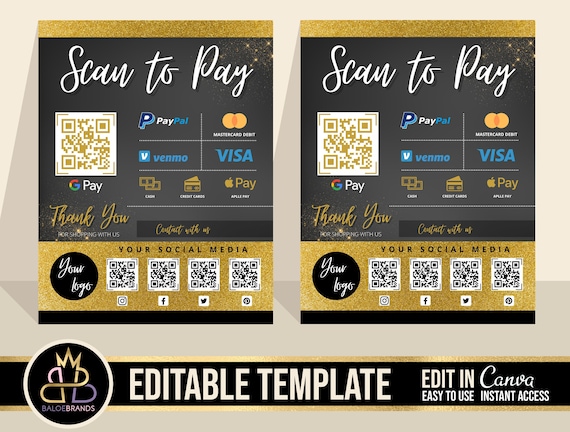 Scan to Pay Template Editable Template Canva Template Salon - Etsy