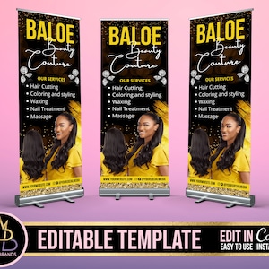 Retractable Banner Template Canva, Roll Up Banner Editable Template, DIY Retractable Banner, Pop Up Banner Pop Up Shop Custom Roll Up Banner