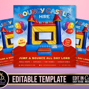 Bouncy House Flyer, Editable Social Media Flyer, Bouncy castle rental, Kids Bouncy house Template Flyer, DIY Canva Event Flyer, Jump Party