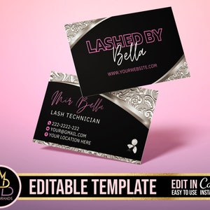 Canva DIY Lash Lashes Business Card, Canva editable credit card, editable business card, editable template, Canva template, Beauty Hair Card