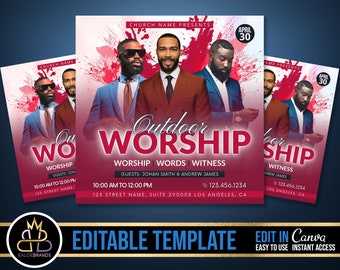Church Conference Flyer, Editable Template, DIY Church Service Flyer, Sunday Pastor Service Invite, Church Invitation Preacher Church