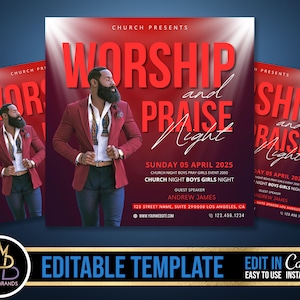 Church Conference Flyer, Editable Template, DIY bible Service Flyer, Sunday Pastor Service Invite, Church  prayer Invitation Preacher Church