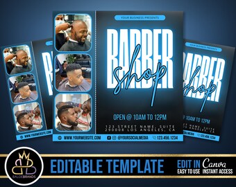 Barber Shop Template, Barber Editable Template, Hair Cut Template, Booking Barber Canva Templates, Haircut, Barber Price list, Social Media