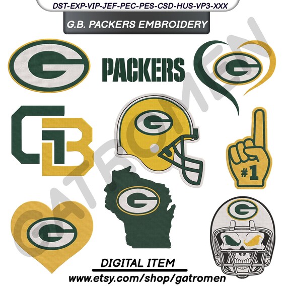 Green Bay Packers Embroidery Nfl Digital File Football Etsy