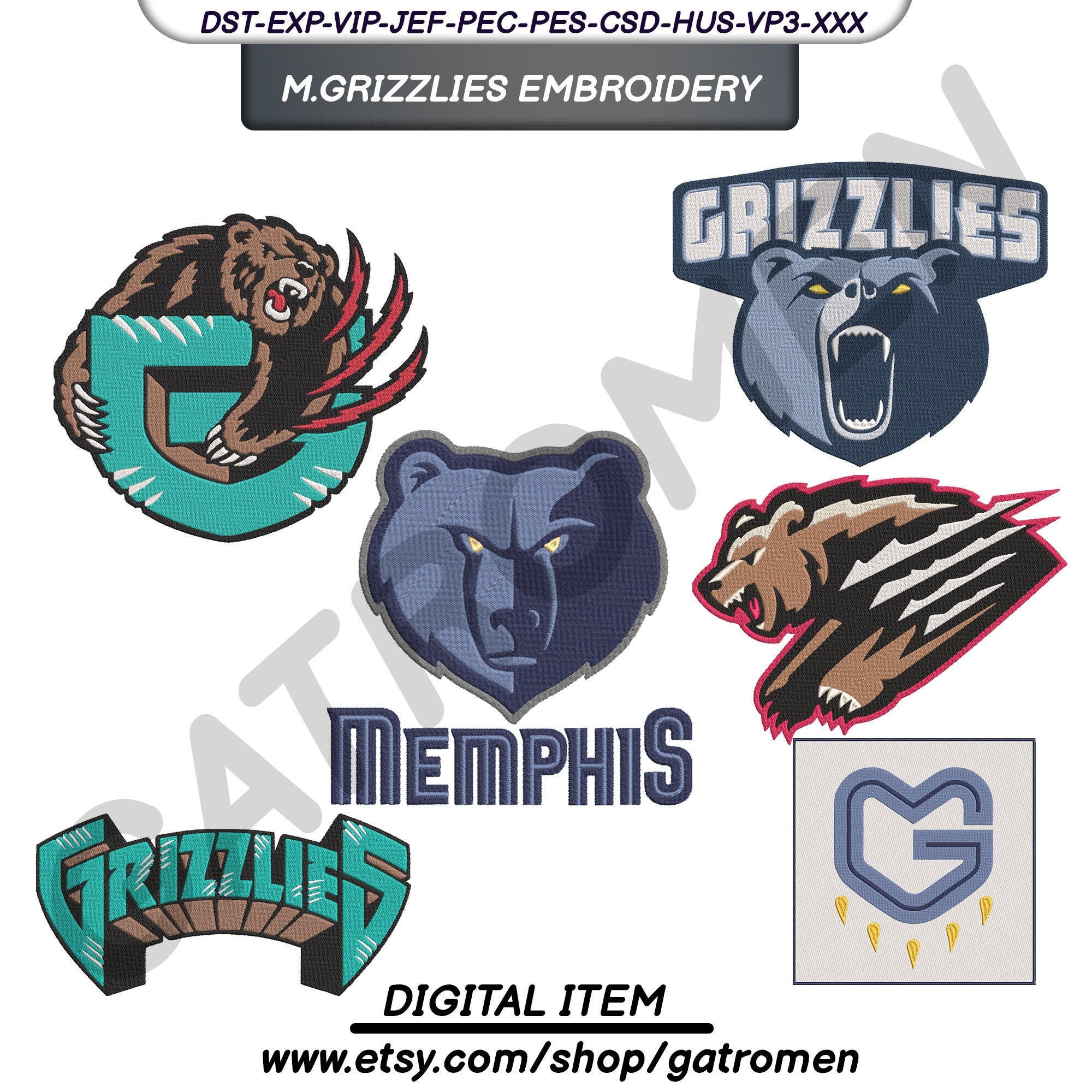 Memphis Grizzlies Embroidery NBA Sport Digital File Etsy