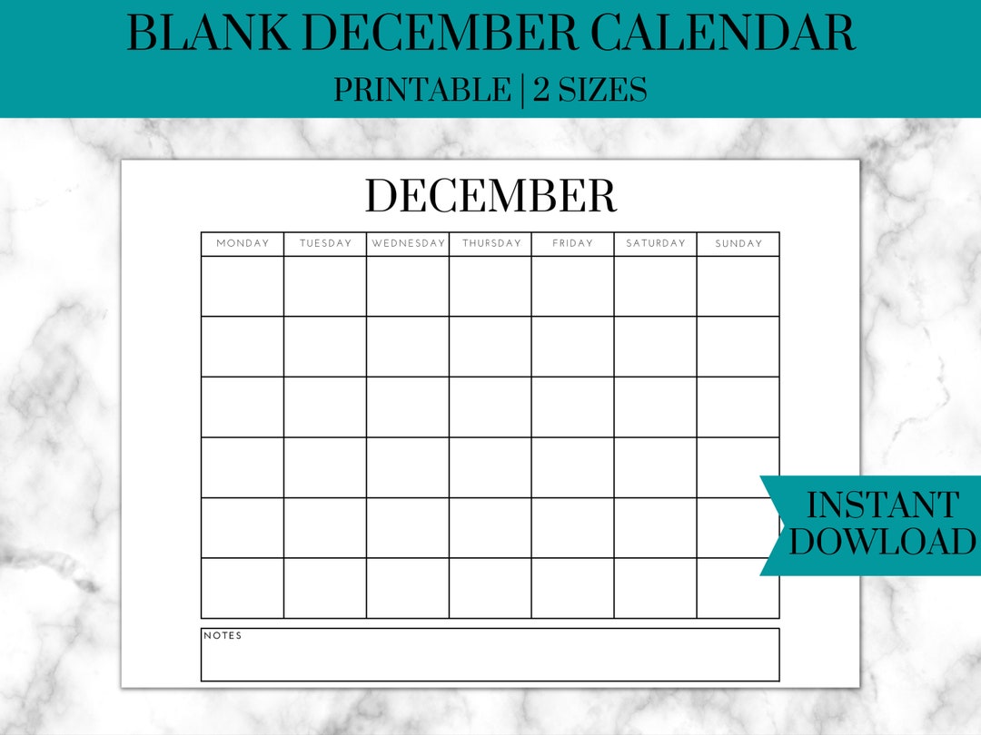 December Printable Calendar Blank Calendar Printable Printable December Printable Calendar Blank Calendar Printable Printable