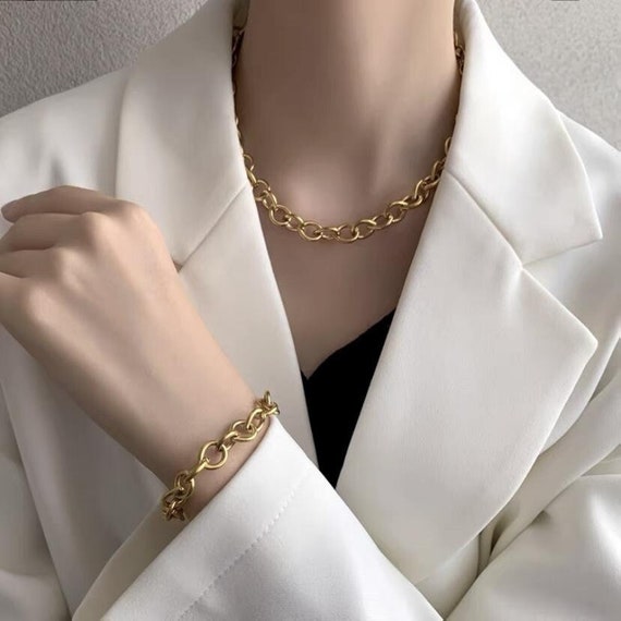 Gold Chain Necklace Stainless Steel Gold Necklace Etsy