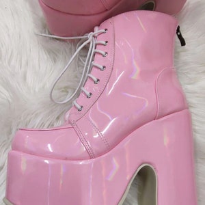 pink platform boots