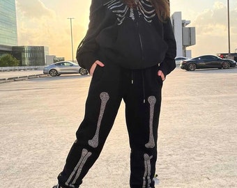 skeleton sweatshirt and sweatpants