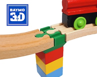 Adaptador de vía de tren de madera Duplo - Conector de soporte de puente