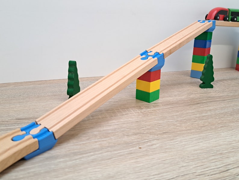 Angled Duplo to Wooden Train Track Adapter Bridge Ramp Support Connector image 4