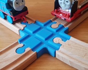 4 Way Crossing/intersection for wooden train track, compatible with Brio, Ikea, Bigjigs and more