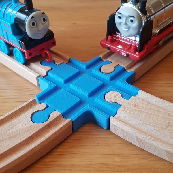 4 Way Crossing/intersection for wooden train track, compatible with Brio, Ikea, Bigjigs and more