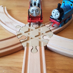 6 Way Crossing/intersection for wooden train track, compatible with Brio, Ikea, Bigjigs and more