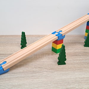Angled Duplo to Wooden Train Track Adapter Bridge Ramp Support Connector image 2