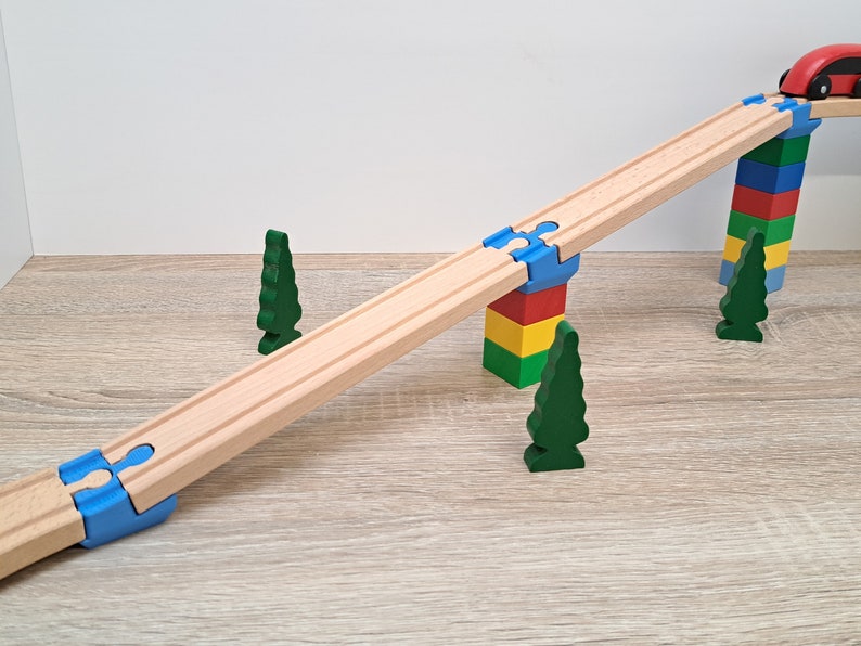 Angled Duplo to Wooden Train Track Adapter Bridge Ramp Support Connector image 2