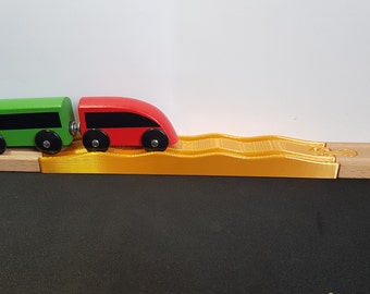 Bumpy Straight Track for wooden train track, compatible with Brio, Ikea, Bigjigs and more
