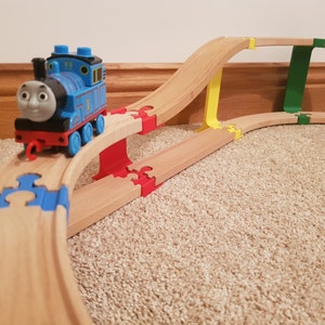 Track bridge supports for wooden train track, compatible with Brio, Ikea, Bigjigs and more - track risers / sky bridge.