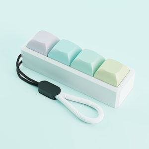 Mechanical Switch Clicky Fidget - Pastel Rainbow Th w/ Strap Keyboard Switch, ASMR Fidget, Button Clicker, Stim Toy