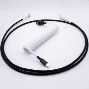 PREMADE IN STOCK - White Coil Split Mechanical Keyboard Cable