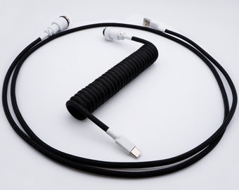 PREMADE IN STOCK - White On Black Mechanical Keyboard Cable