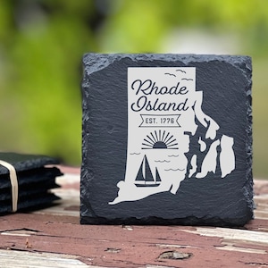 Rhode Island Coaster Housewarming Gift | Drink Coasters | Rhode Island Gifts | Real Estate Closing | Custom Slate Coaster