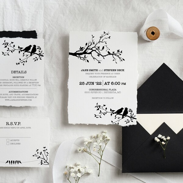 Bird Song Wedding Invitation Template
