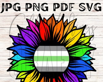LGBTQIA+ Pride SVG, Agender Pride Flag SVG, Rainbow Flower Digital Files