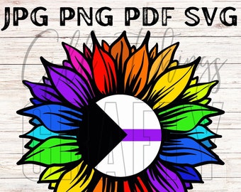 LGBTQIA+ Pride SVG, Demisexual Pride Flag SVG, Rainbow Flower Digital Files