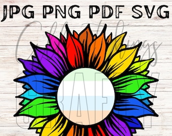 LGBTQIA+ Pride SVG, Unlabeled Pride Flag SVG, Rainbow Flower Digital Files