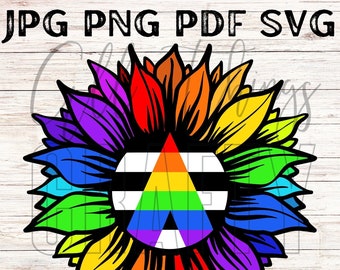 LGBTQIA+ Pride SVG, Straight Ally Pride Flag SVG, Rainbow Flower Digital Files