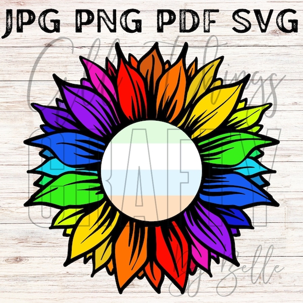LGBTQIA+ Pride SVG, Unlabeled Pride Flag SVG, Rainbow Flower Digital Files