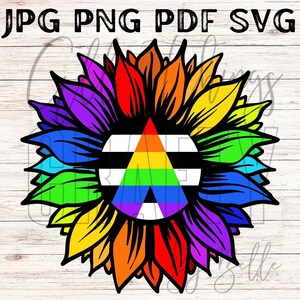LGBTQIA+ Pride SVG, Straight Ally Pride Flag SVG, Rainbow Flower Digital Files