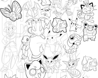 Pokemon Coloring Book Printable Children's Coloring Activity Book Gift With  Eleven Coloring Pages for Kids Instant Download 