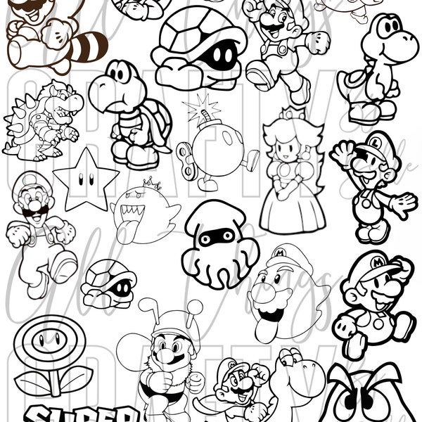 Super Mario Coloring Sheets - 23 Digital PDF Coloring Pages