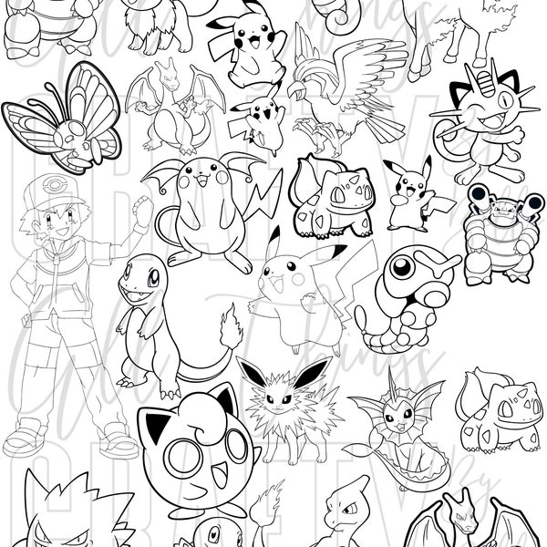 Pokemon Coloring Sheets - 78 Digital PDF Coloring Pages