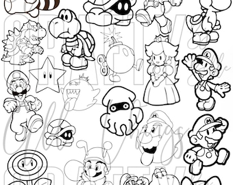 Super Mario Coloring Sheets - 23 Digital PDF Coloring Pages