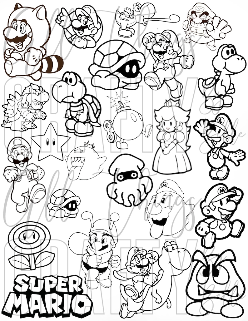 Super Mario Coloring Sheets 23 Digital PDF Coloring Pages image 1