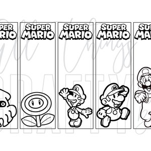 Super Mario Printable Coloring Bookmarks - 2 PDF Files - 22 Individual ...