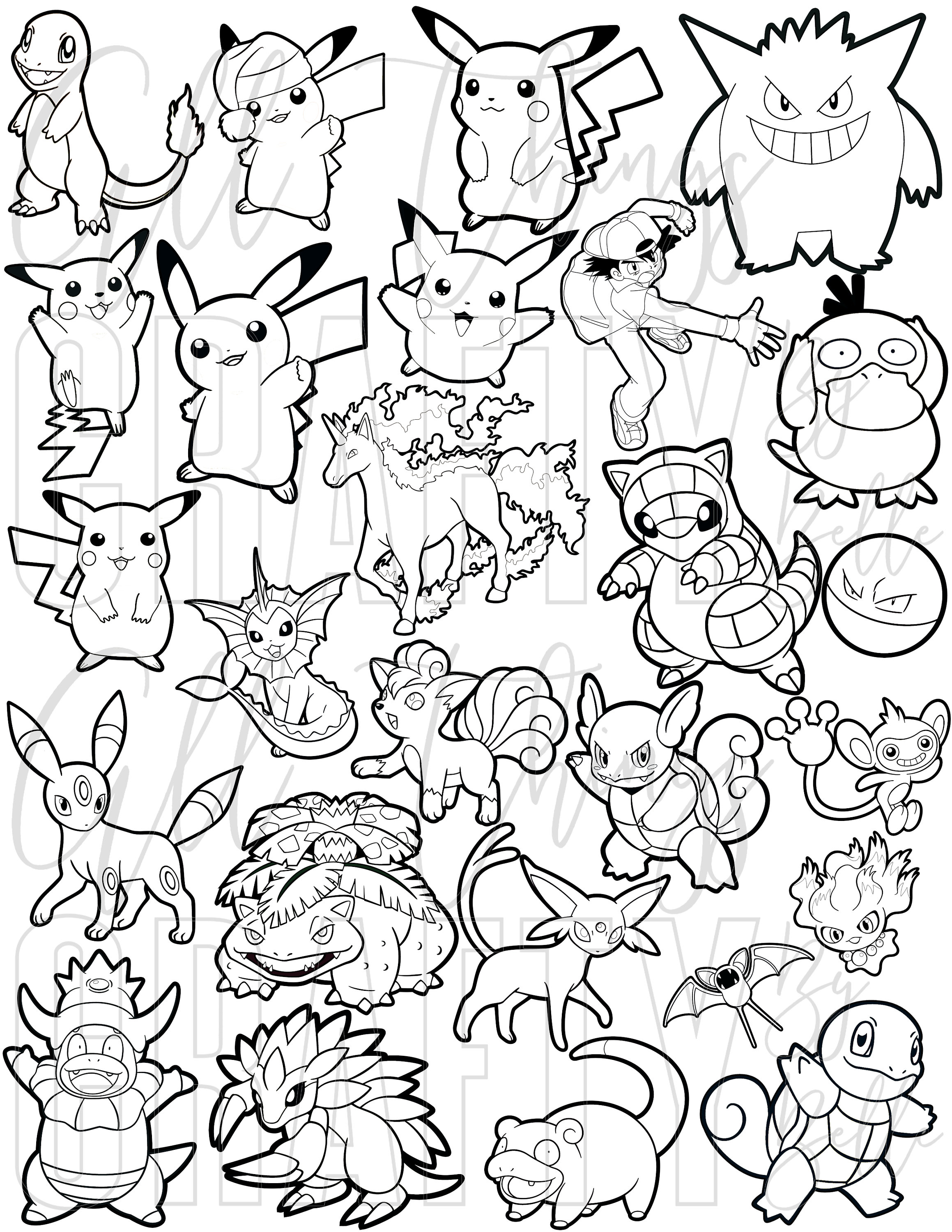 Give 400 pokemon coloring book pages digital by Ricardovangaal