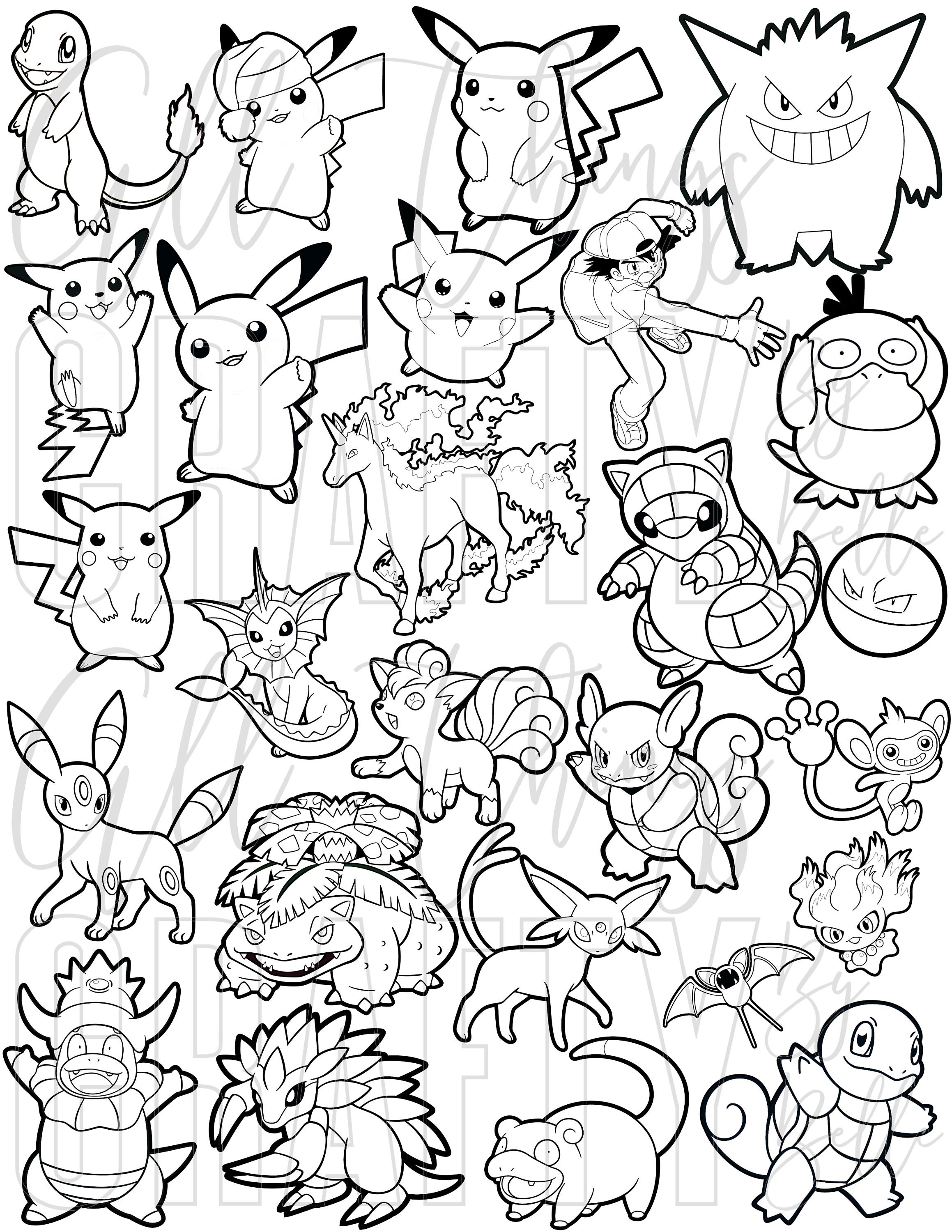 Pokemon Coloring Sheets 78 Digital PDF Coloring Pages Etsy