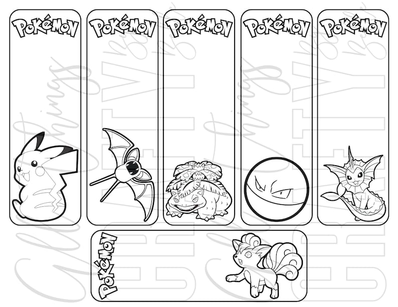 Pokemon Printable Coloring Bookmarks 2 PDF Files 77 Individual Pokemon Printable Coloring Bookmarks 2 PDF Files 77 Individual
