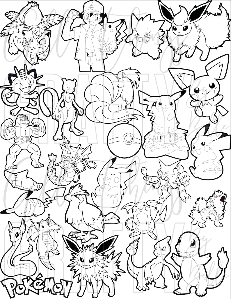 Pokemon Coloring Sheets 78 Digital PDF Coloring Pages Etsy Norway