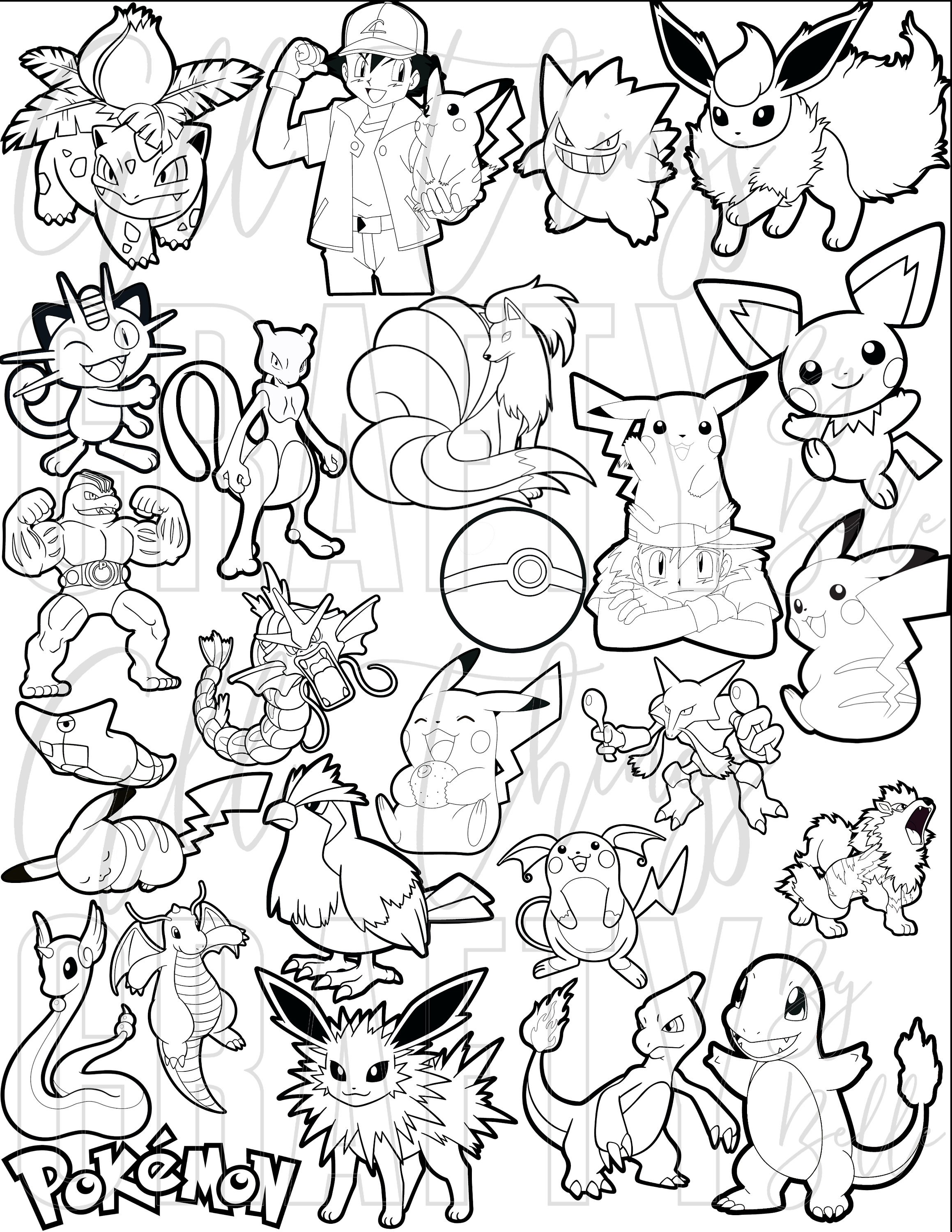 Desenho para colorir Pokémon - Eevee : Flores 31