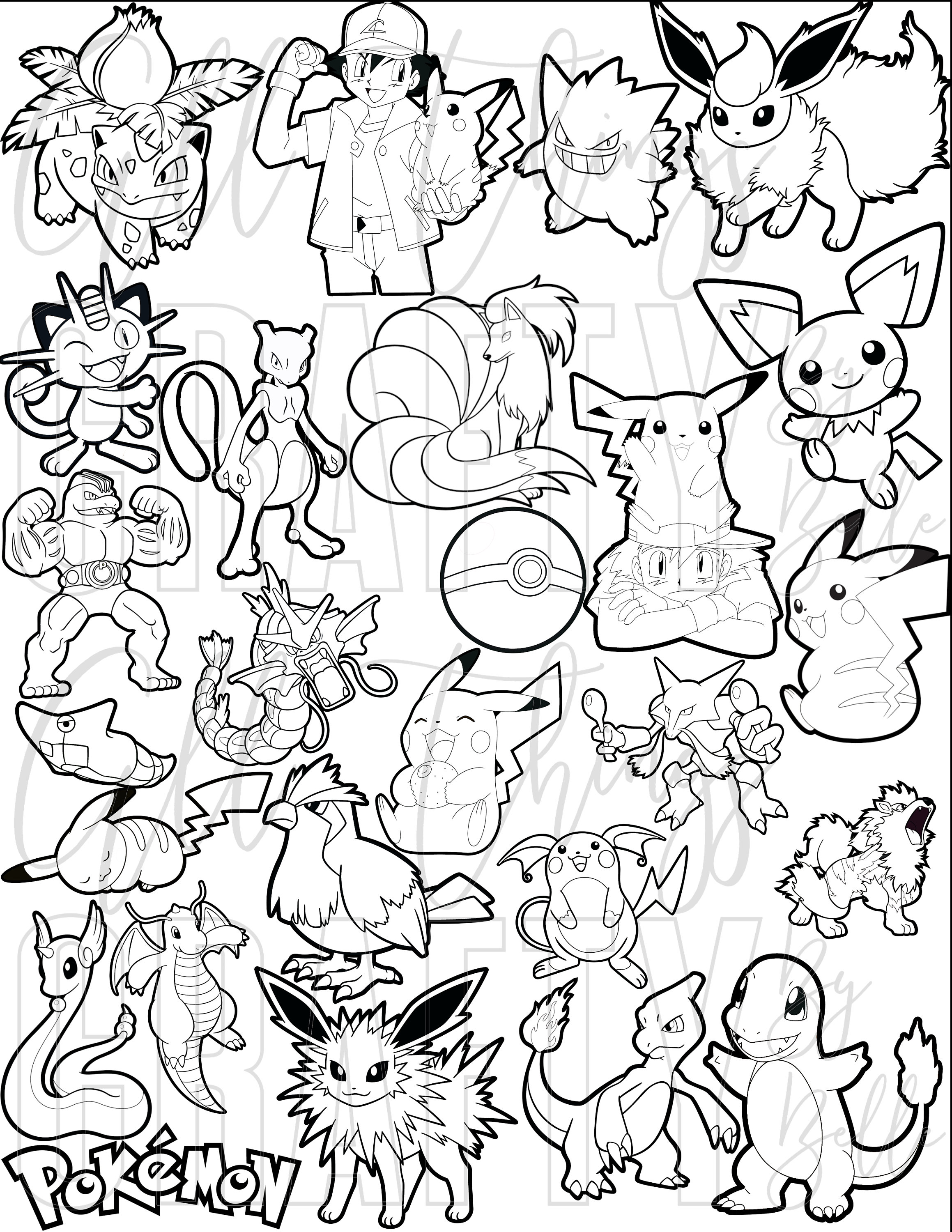 Pokemon Coloring Memory Game, Digital Product, Instant Download