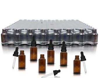 20ml Amber Glass Dropper Bottles - 156 Pack with Tamper Evident Pipettes