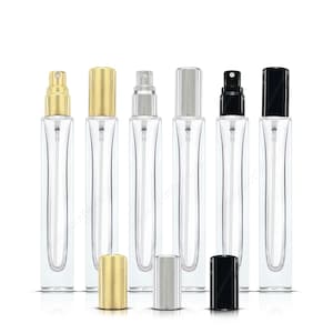 Pack of 6 - 10ml Square Shape Glass Perfume Spray Bottle Sample Travel Size Thick Base Perfume Bottle 2 of Each Colour Atomisers