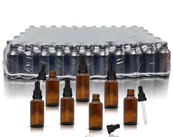 Amber Glass Dropper Bottles (30ml, Pack of 110) - Tamper Evident Pipettes