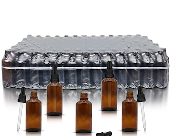 88 Amber Glass Dropper Bottles (50ml) - Tamper Evident Pipettes, UV Protection