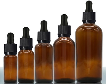 Amber Glass Dropper Bottles with Child Proof Pipette